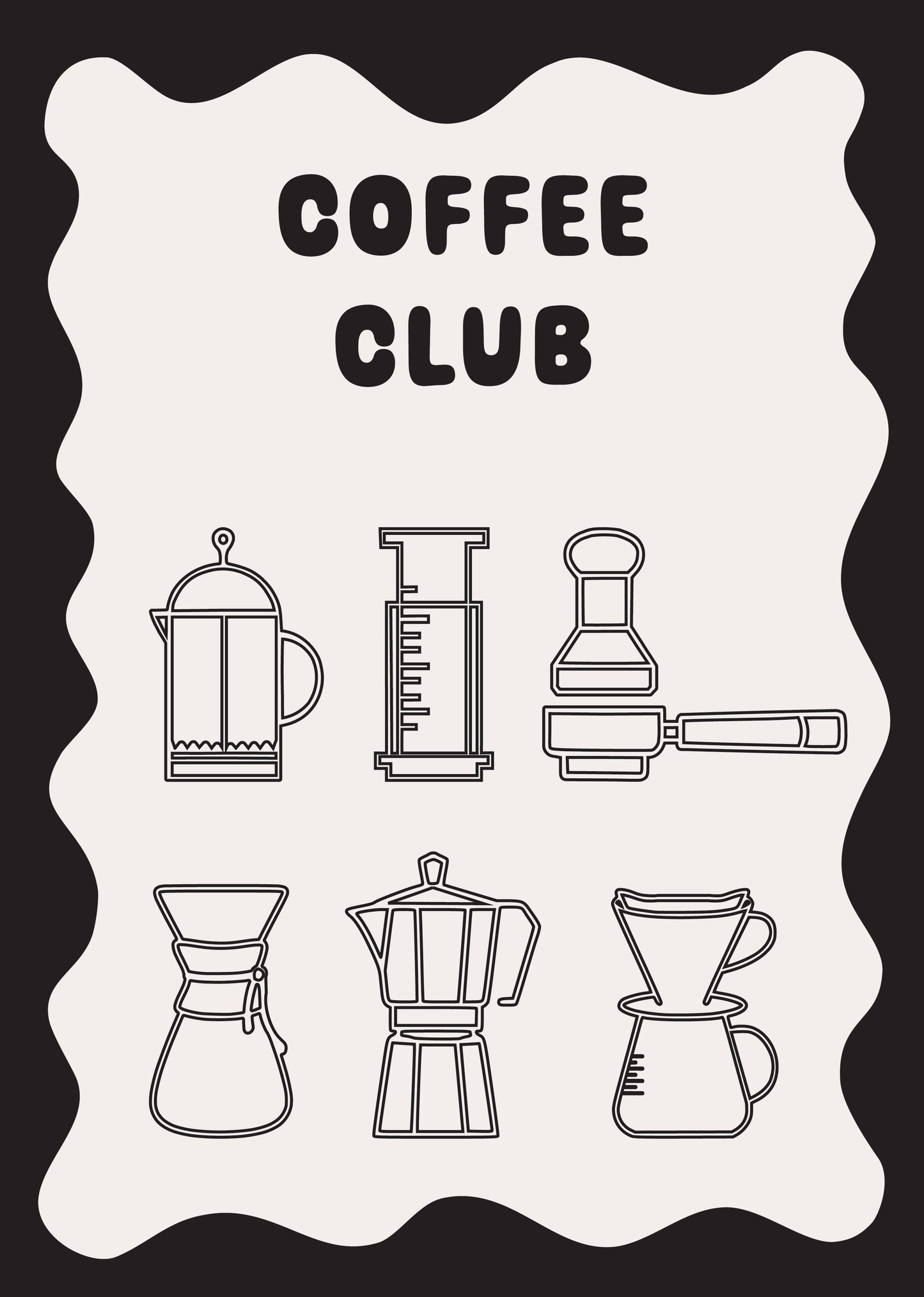 Coffee Club - Wavy Style Print