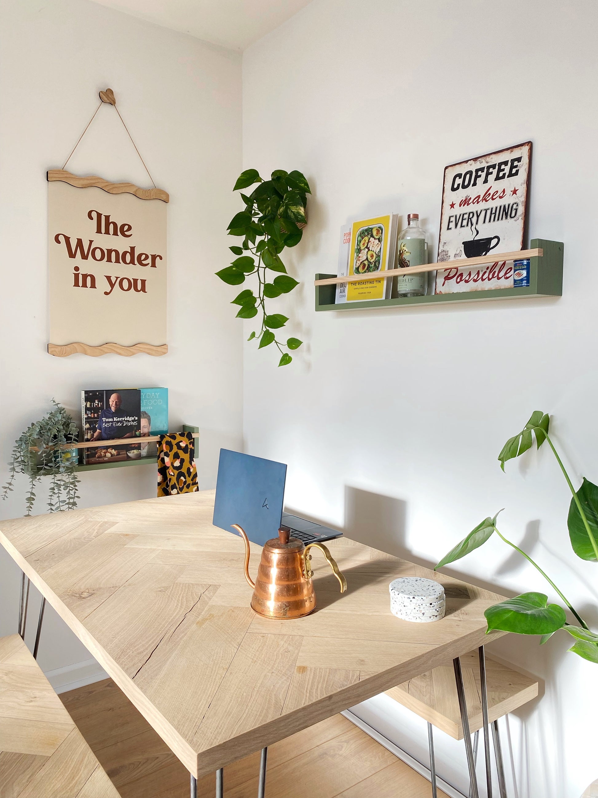 Colour Pop Bookshelf – spray-painted in bold colour with natural Ash bar