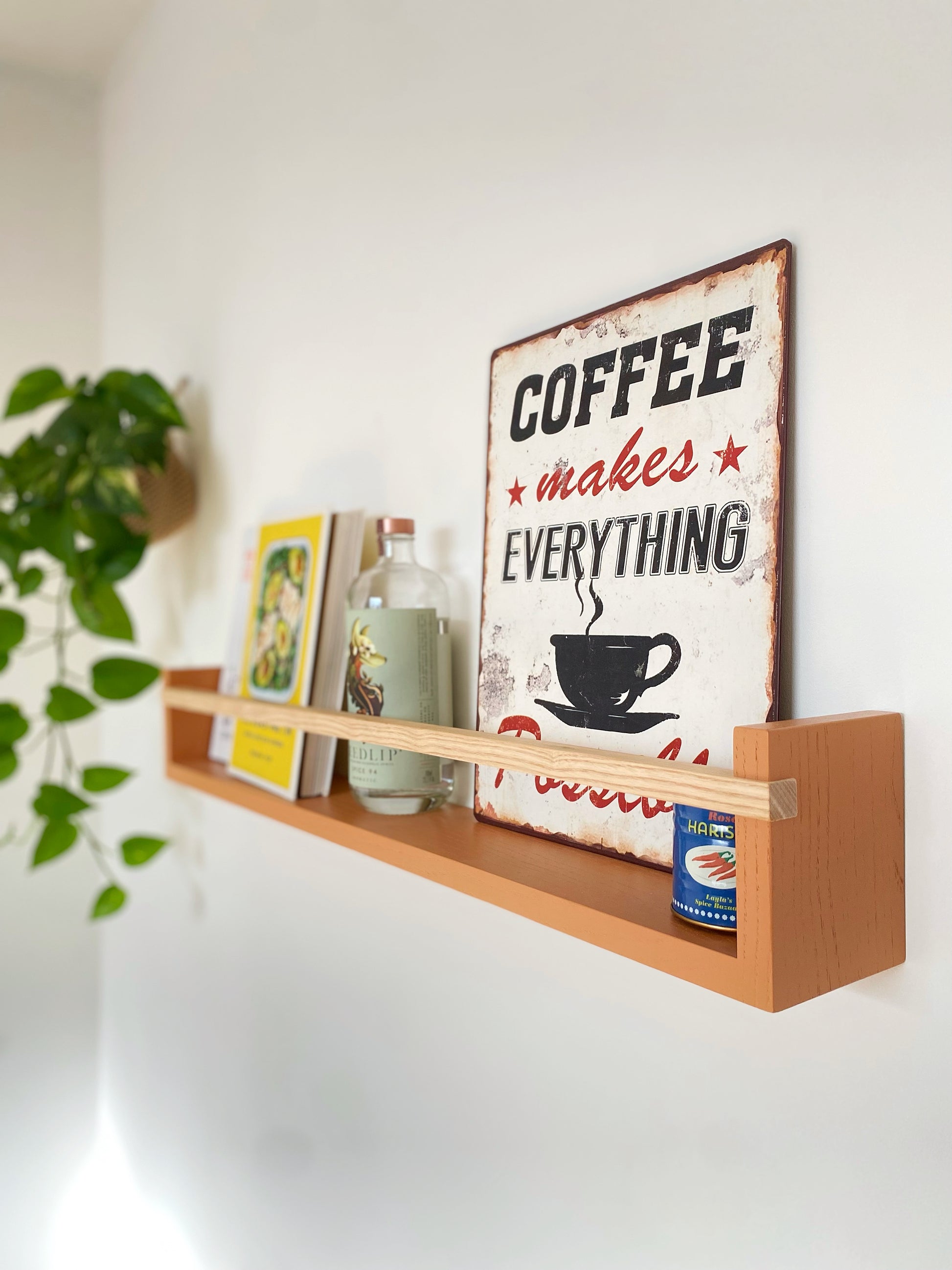 Modern wall-mounted bookshelf in five colour options – Compound Woodwork